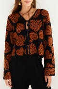 FARM Rio Leopard Hearts Jacquard Cardigan