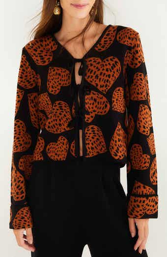 FARM Rio Leopard Hearts Jacquard Cardigan