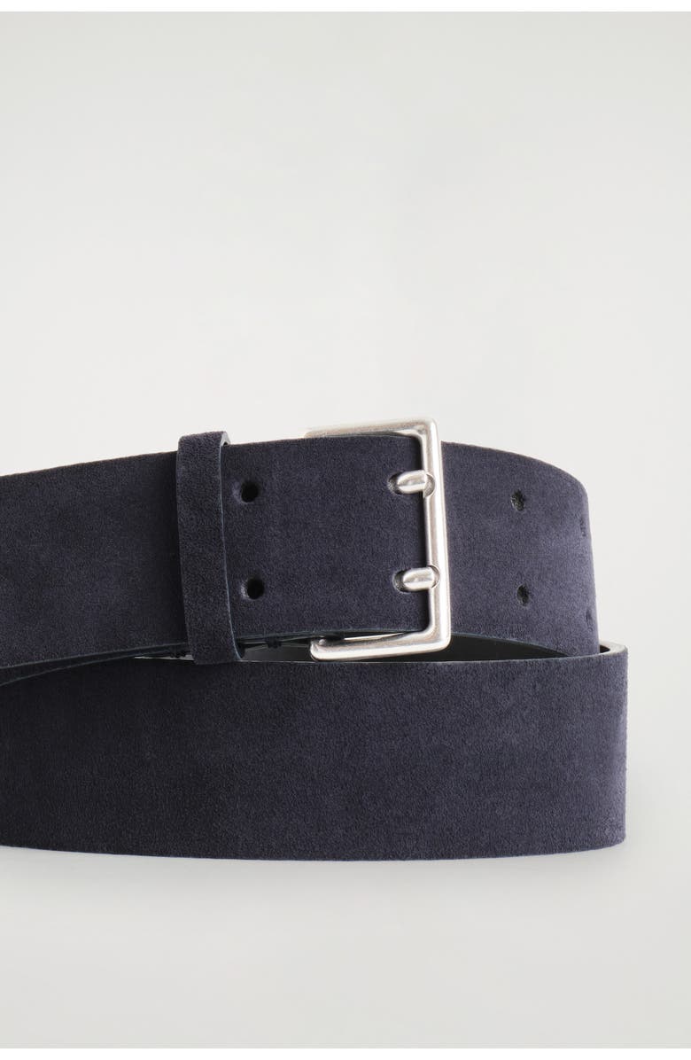 COS Double-Prong Suede Belt, Alternate, color, Navy