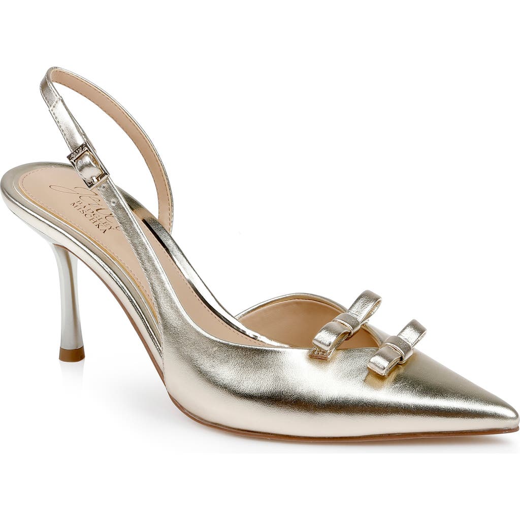 Jewel Badgley Mischka Ellery Slingback Pointed Toe Pump In Gold