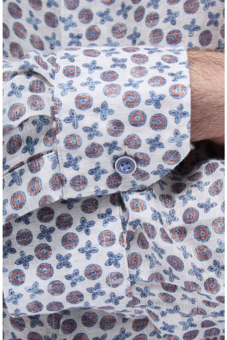 Julian Shaped Fit Linen Button-Up Shirt, Alternate, color, SAND