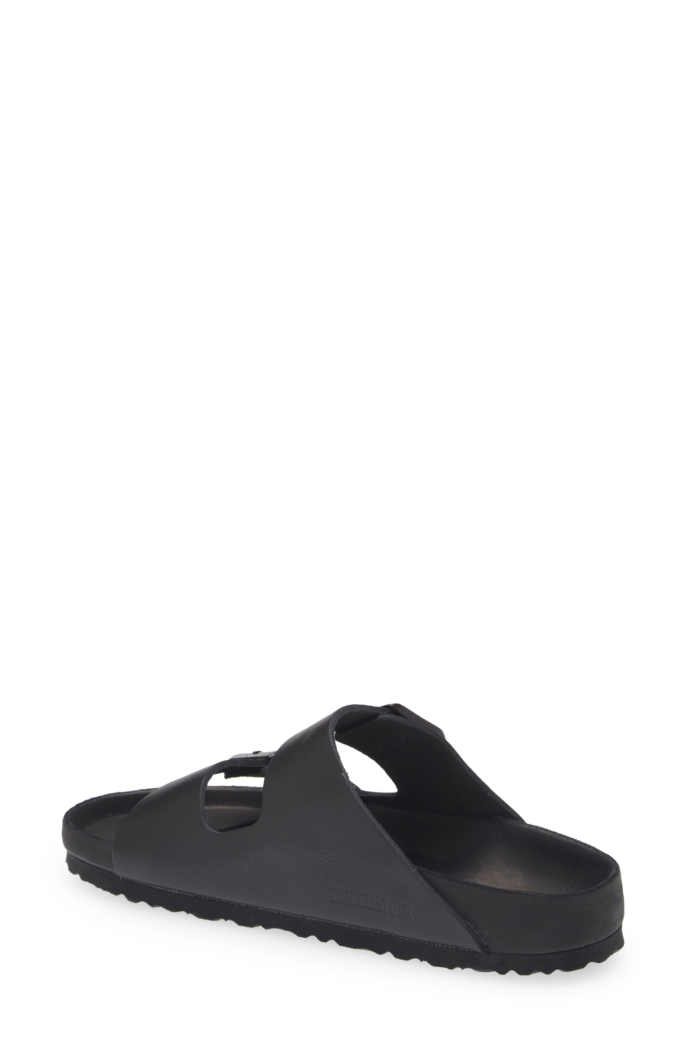 Birkenstock Arizona Exquisite Leather Slide Sandal, Alternate, color, Black
