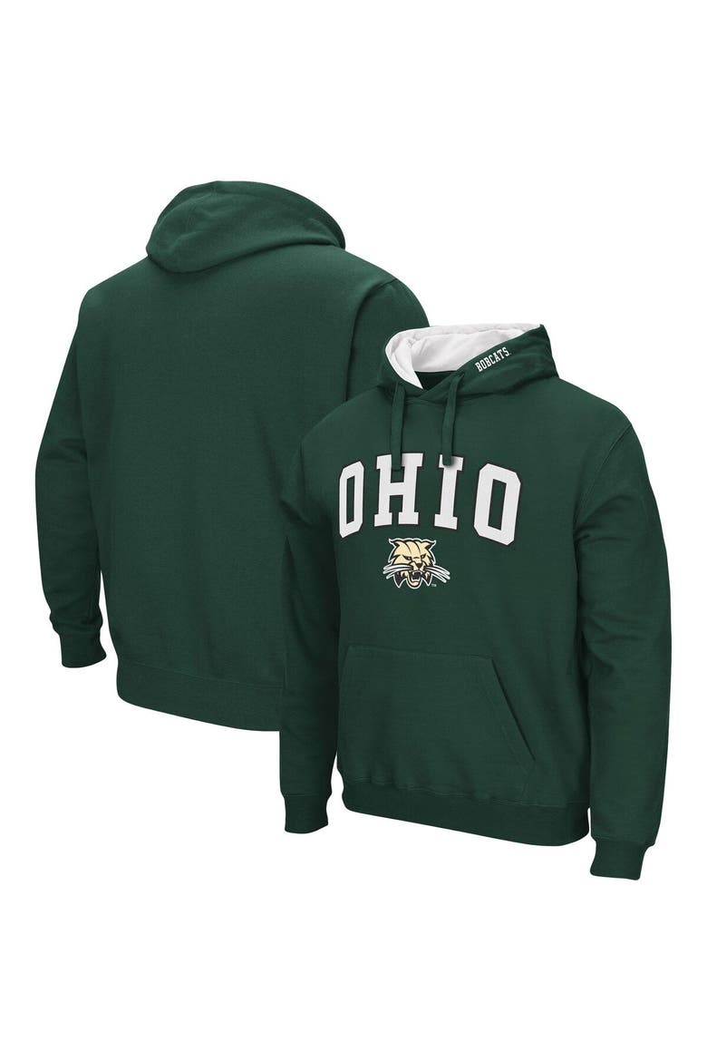 Men's Colosseum Green Ohio Bobcats Arch and Logo Pullover Hoodie, Main, color, Green