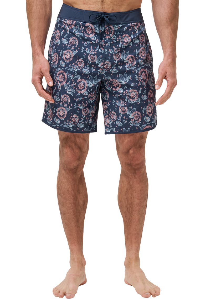 Flourish Board Shorts, Main, color, MOOD INDIGO/ VINTAGE INDIGO