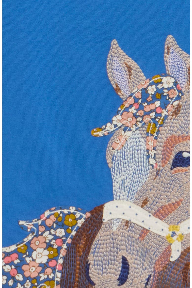 Kids' Embroidered Horse Appliqué Puff Sleeve Top, Alternate, color, DELFT