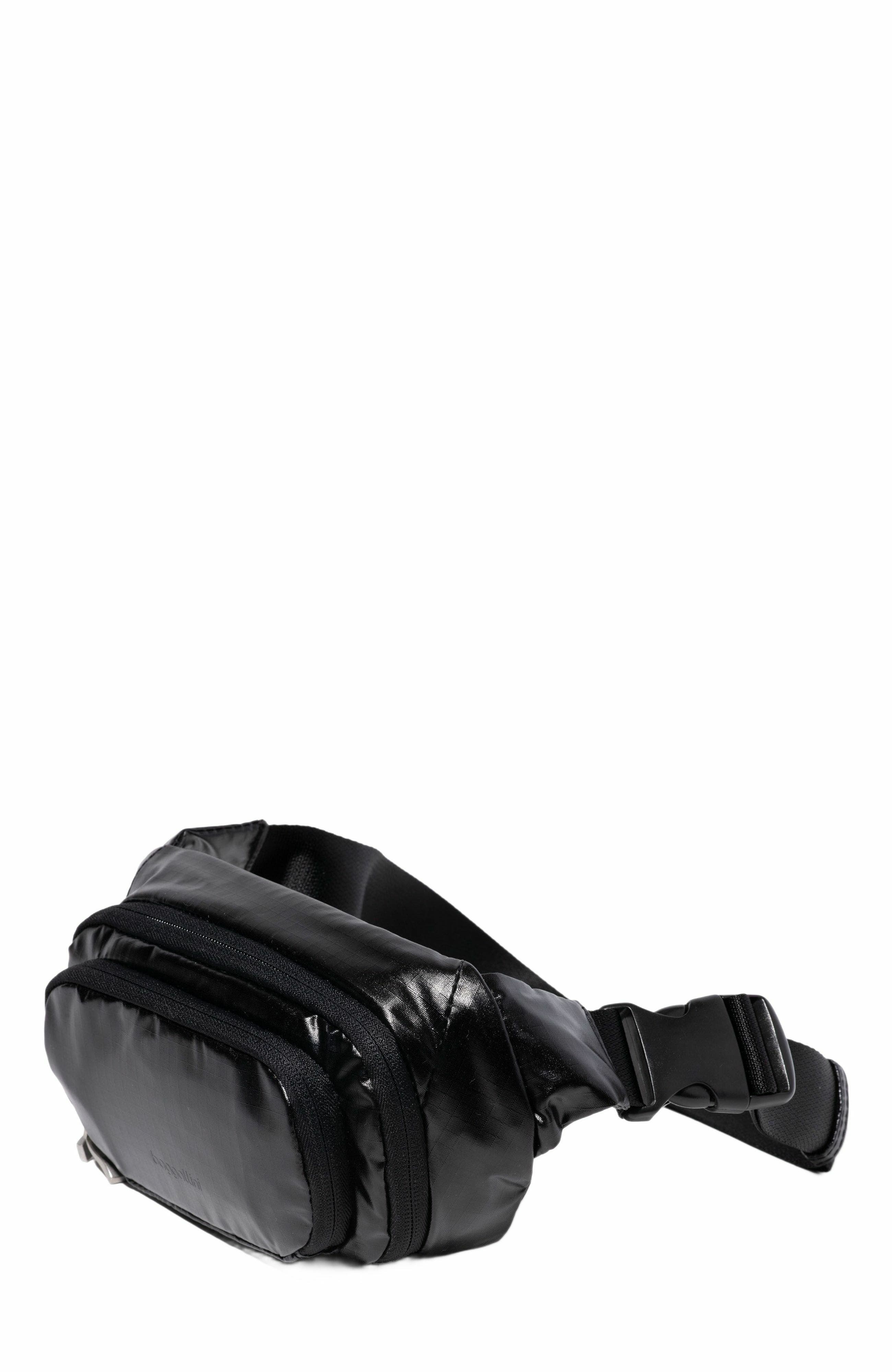 BAGGALLINI On the Go Belt Bag Waist Pack, Alternate, color, Black Gloss Ripstop