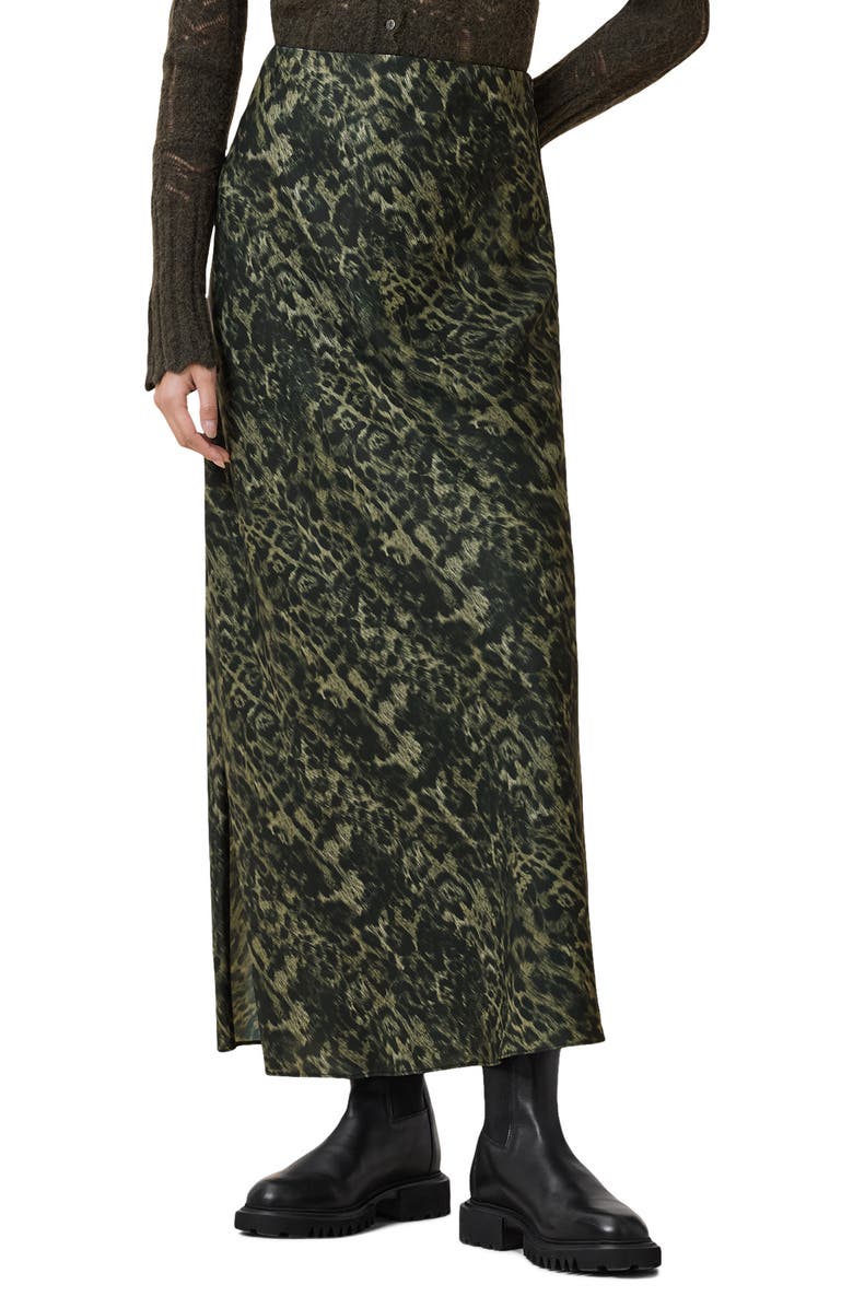 AllSaints Bryony Maxi Skirt, Main, color, Evia Khaki Green