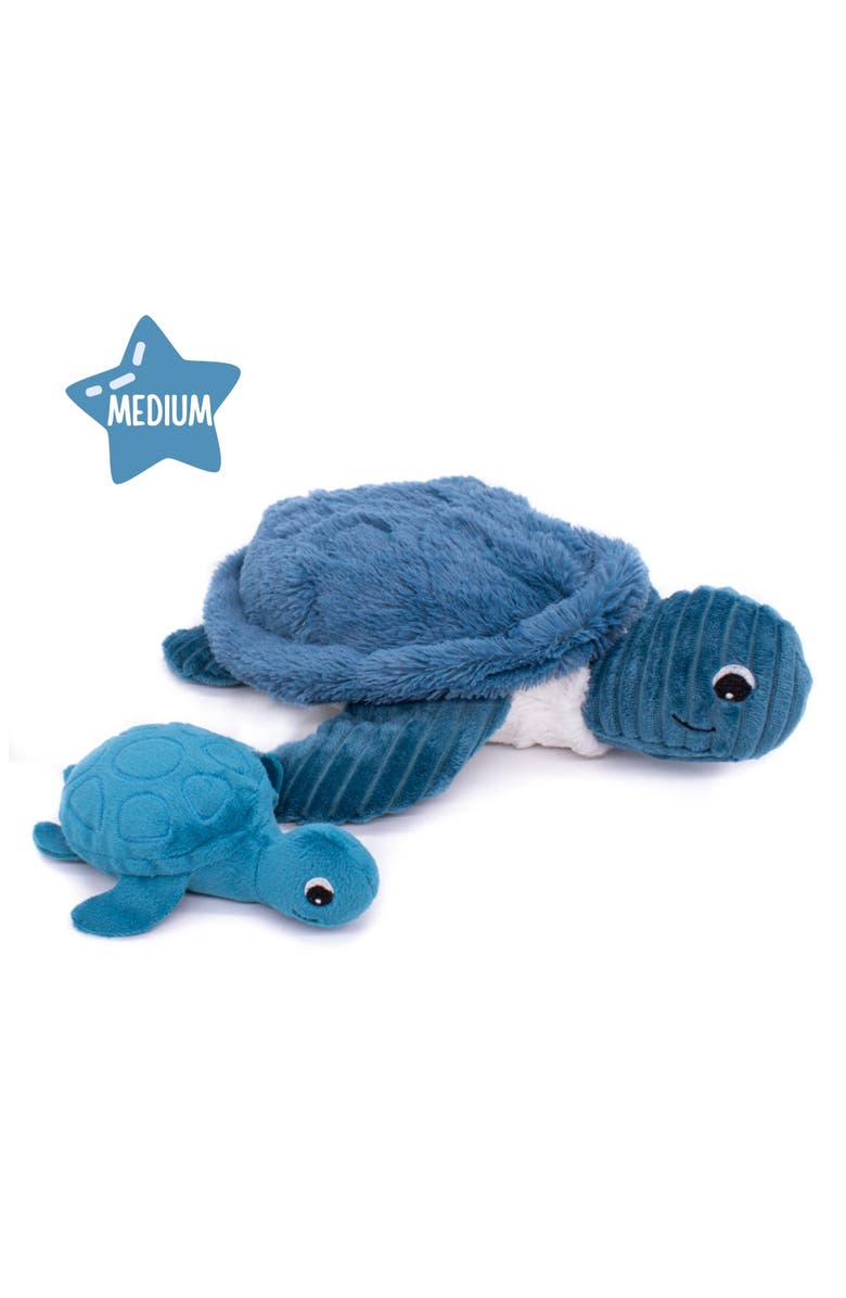 Les Ptipotos Sea Turtle Mom & Her Baby (Medium) - Secret Keeper Plush Toy, Eco-Friendly, Soft & Washable, Main, color, Blue