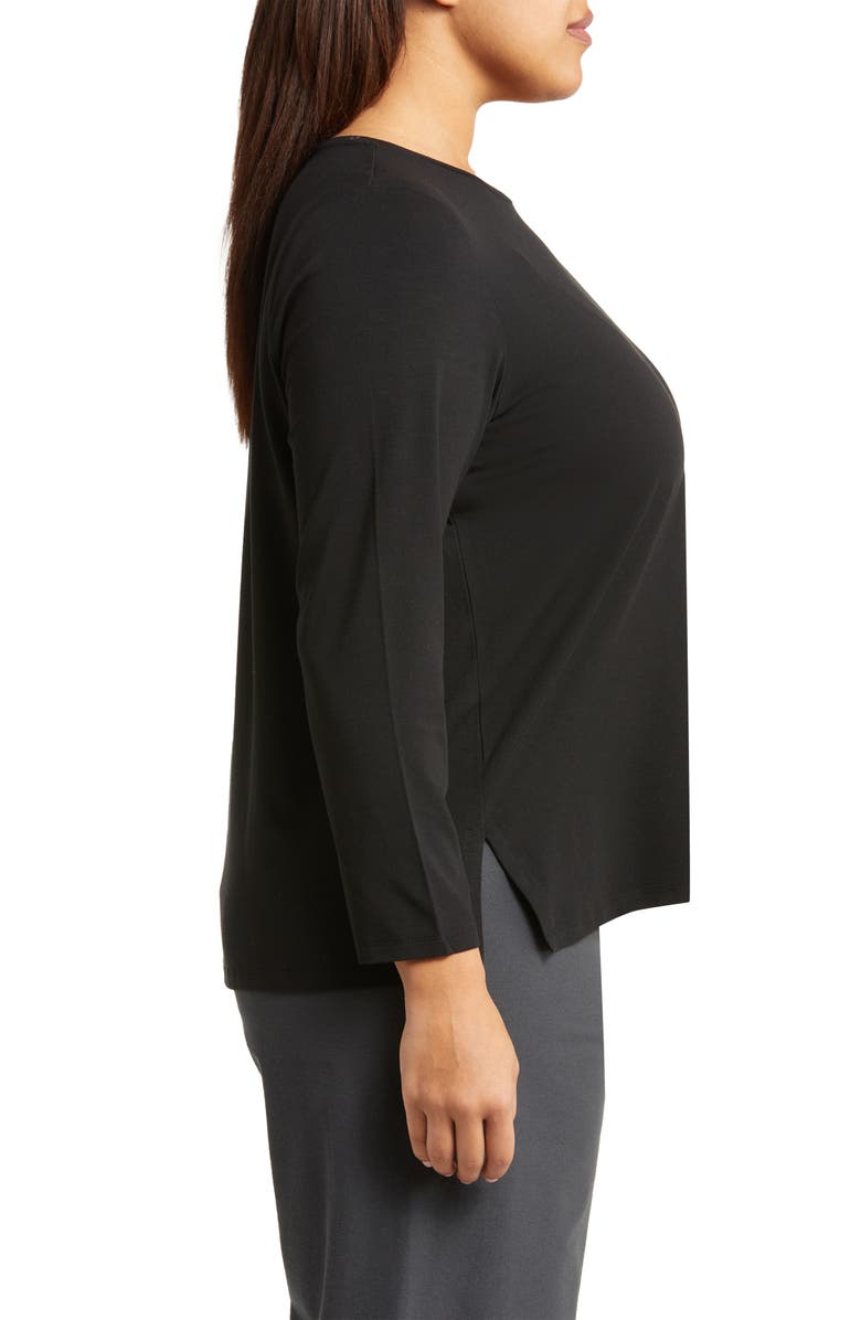 Eileen Fisher Long Sleeve Crewneck Top, Alternate, color, Black