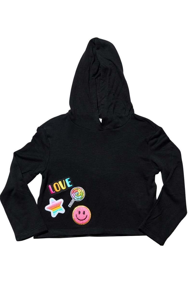 Girls' Butter Fleece Hooded Crop Sweatshirt - Big Kid, Main, color, Black