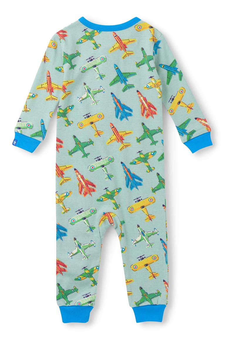 Vintage Aircrafts Organic Cotton Zip Romper, Alternate, color, BLUE
