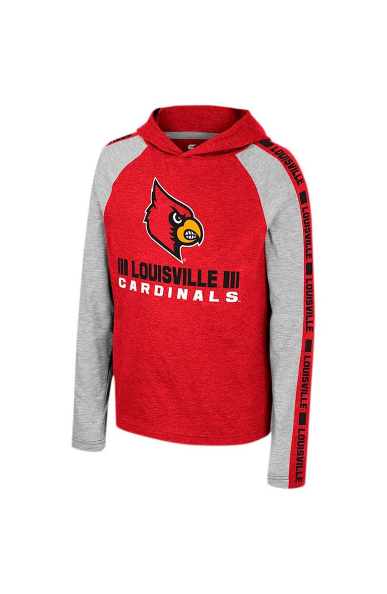 COLOSSEUM Youth Colosseum Red Louisville Cardinals Ned Raglan Long Sleeve Hooded T-Shirt, Alternate, color, 