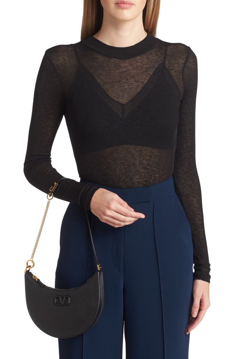 Valentino Garavani Mini VLOGO Leather Hobo, Alternate, color,