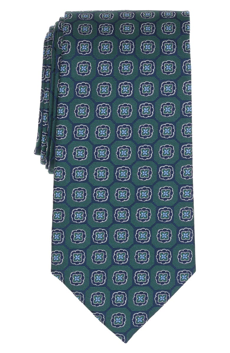 Brooks Brothers Hex Floral Silk Blend Tie, Main, color, Green