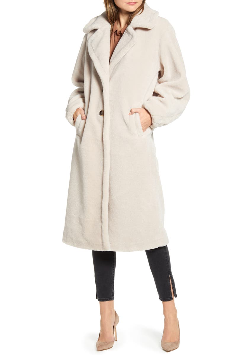 Something Navy Faux Shearling Teddy Coat, Alternate, color, 