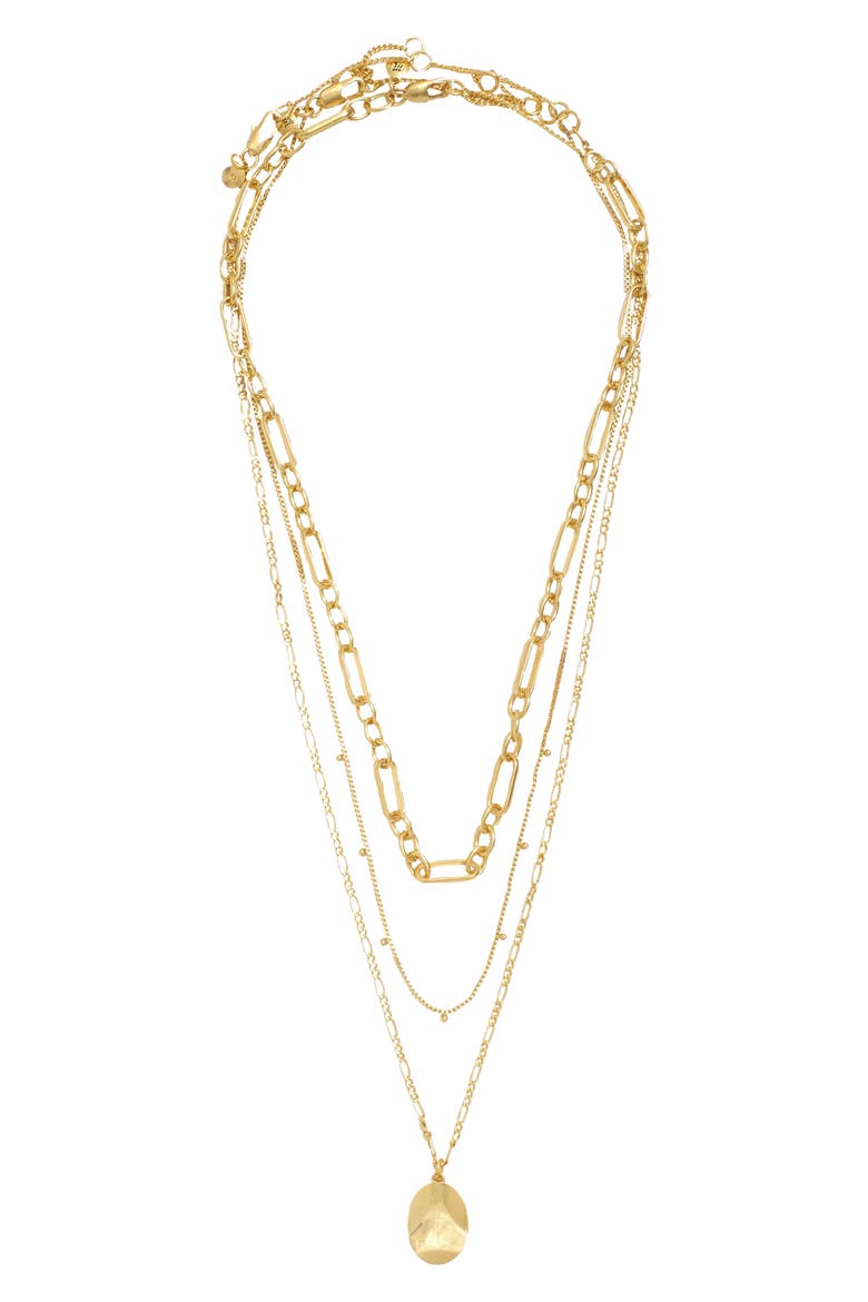 Discus Pendant Chain Necklace Set, Alternate, color, VINTAGE GOLD