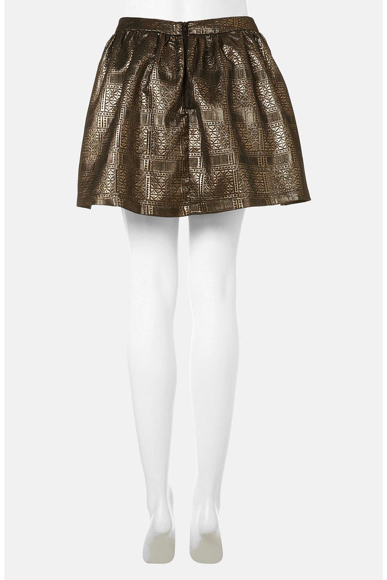 Metallic Jacquard Skater Skirt, Alternate, color, GOLD