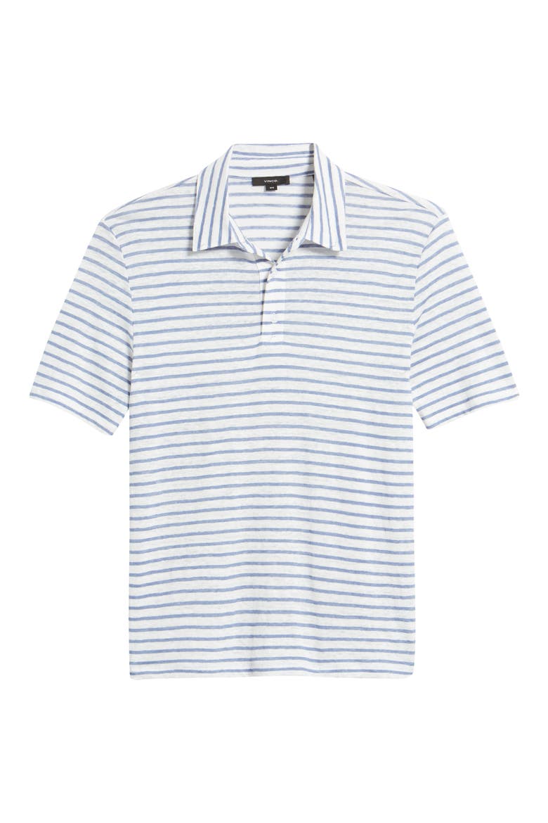 Stripe Short Sleeve Linen Polo, Alternate, color, OFF WHITE/RIVERA
