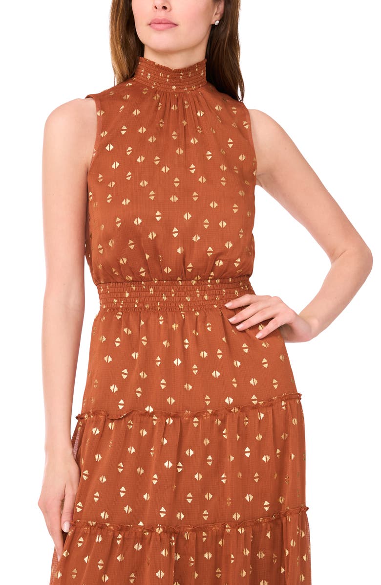 Halogen<sup>®</sup> Tiered Maxi Smocked Maxi Dress, Alternate, color, Pumpkin Rust