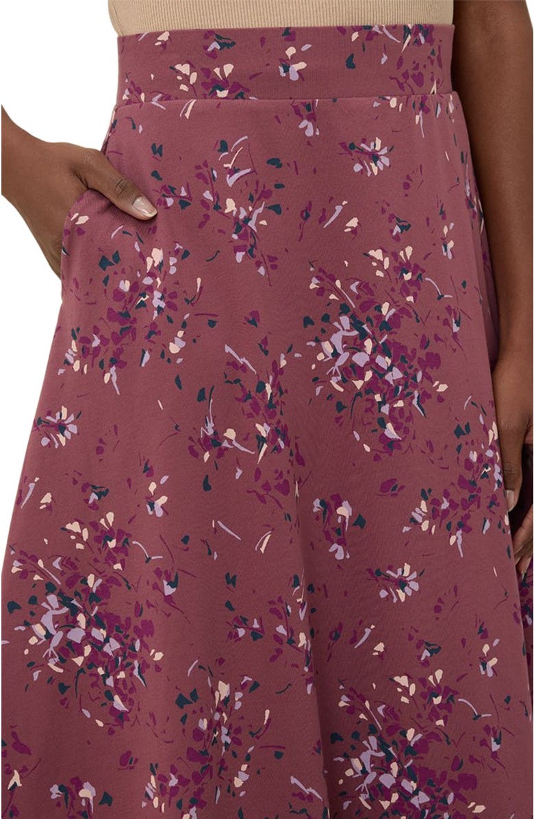 Pact Organic Cotton Fit & Flare Midi Skirt, Alternate, color, Dotted Sprays Mauve