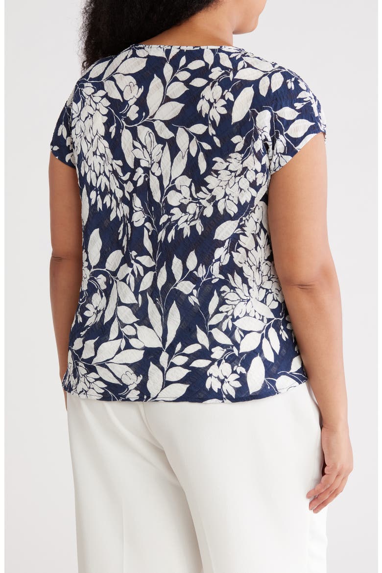 Floral Cowl Neck Top, Alternate, color, NAVY/ WHITE