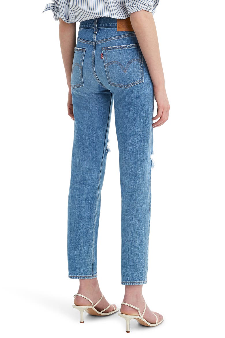 Levi's® Wedgie Icon Fit Ripped Straight Leg Jeans, Alternate, color, CHARLESTON BREEZE