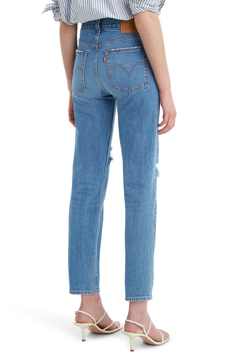 Levi's<sup>®</sup> Wedgie Icon Fit Ripped Straight Leg Jeans, Alternate, color,