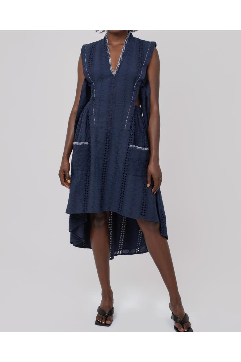 Seya Schiffli Dress, Main, color, Navy