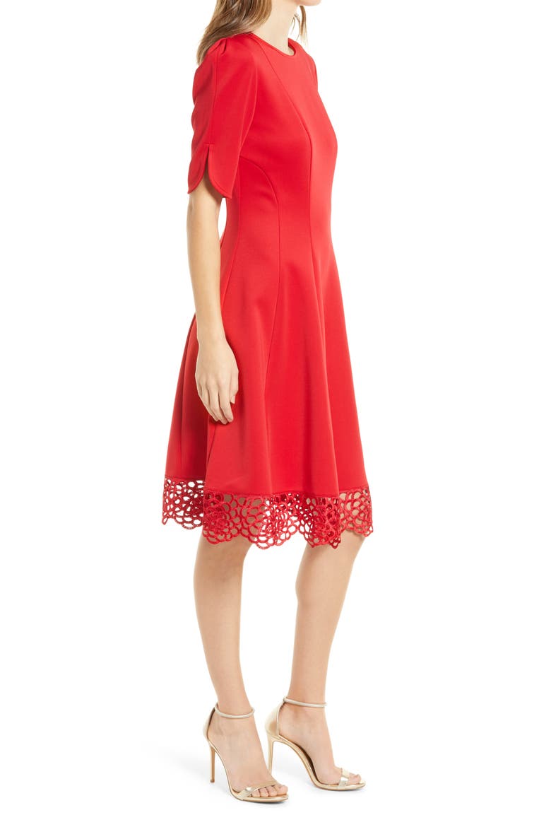 Donna Ricco Tulip Fit & Flare Dress, Alternate, color, RED