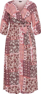 City Chic Romina Print Long Sleeve Maxi Dress