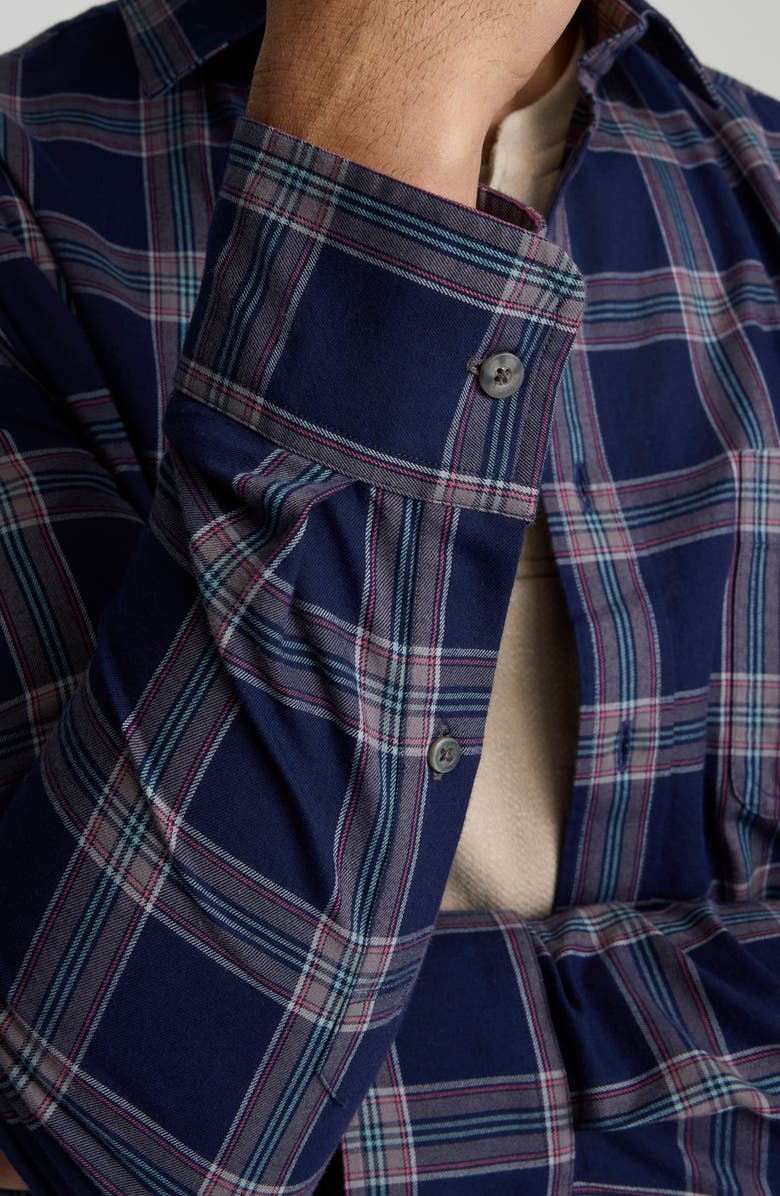 UNTUCKit Gahard Plaid Cotton Flannel Button-Up Shirt, Alternate, color, Navy