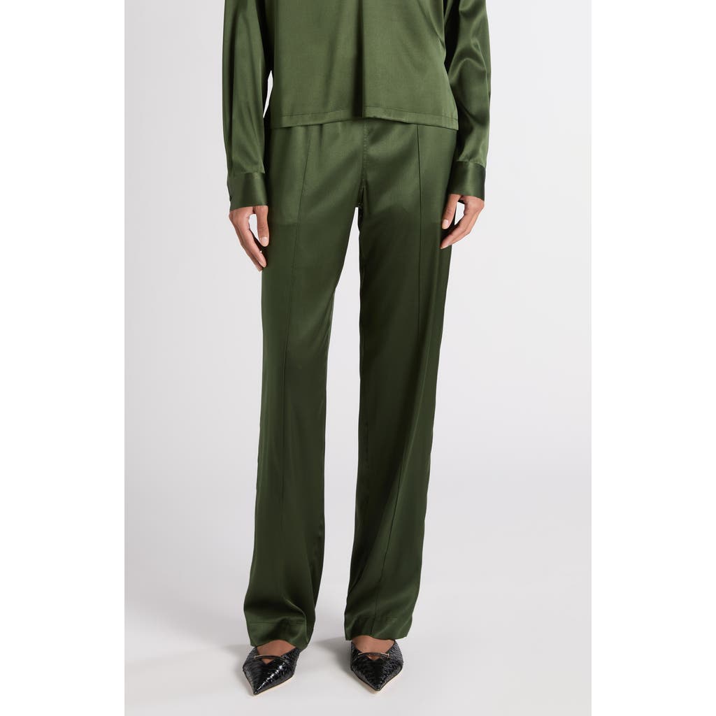 Tom Ford Stretch Silk Satin Pj Pants In Green