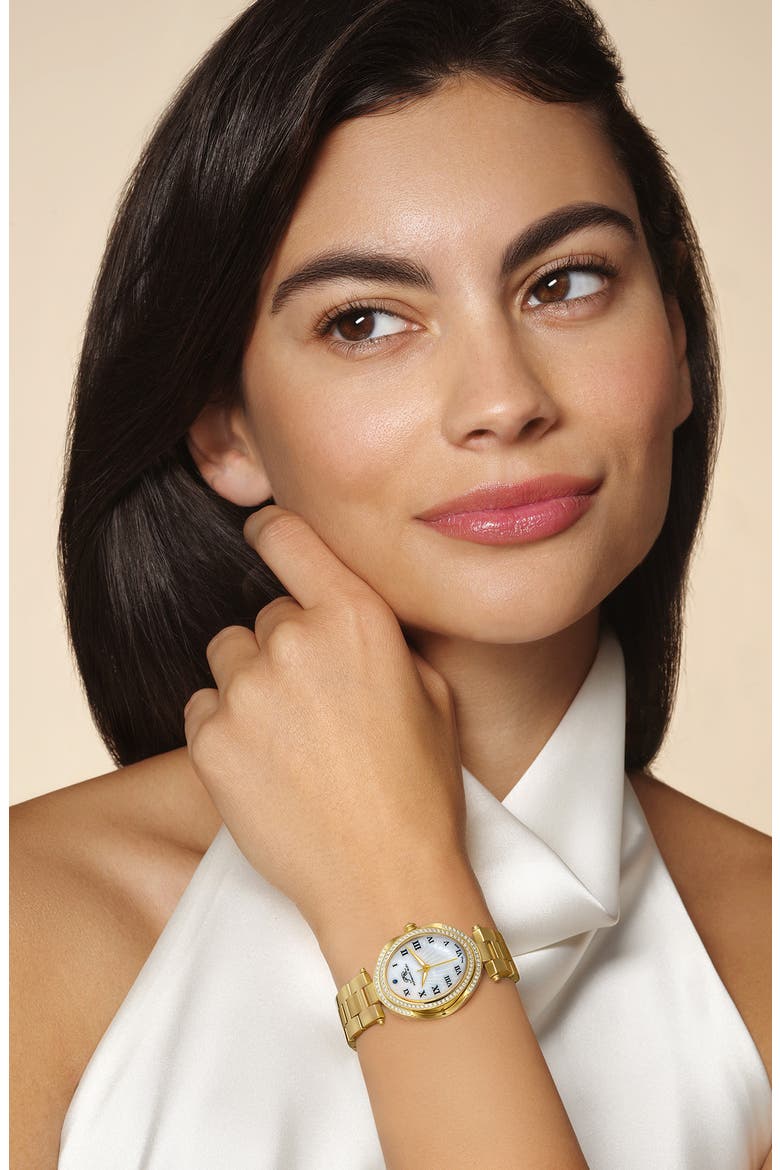 Women's South Sea Oval Swarovski Crystal Bracelet Watch, 30.75mm, Alternate, color, CHAMPAGNE
