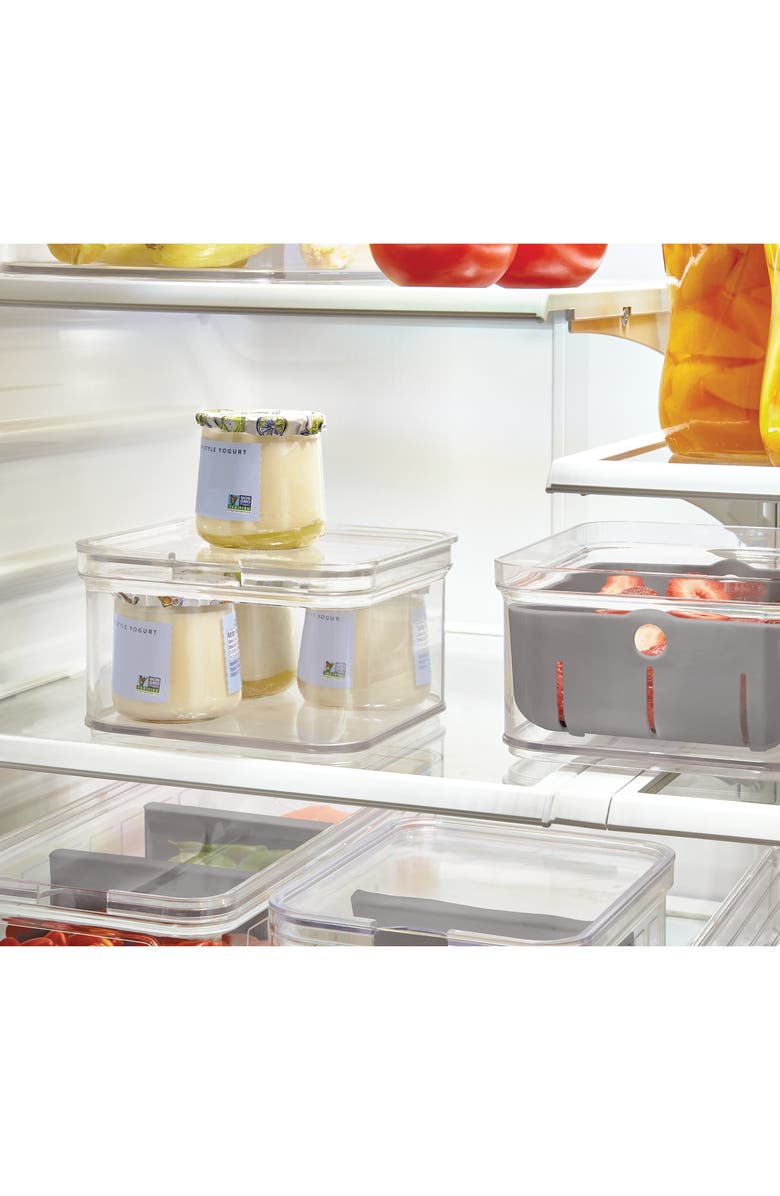 iDesign Stackable Fridge Organizer Bins with Lids - Set of 3 - Clear, Alternate, color, Clear