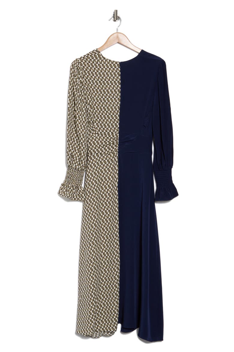 Michelle Long Sleeve Colorblock Dress, Alternate, color, VINTAGE LOGO IVORY/ NAVY