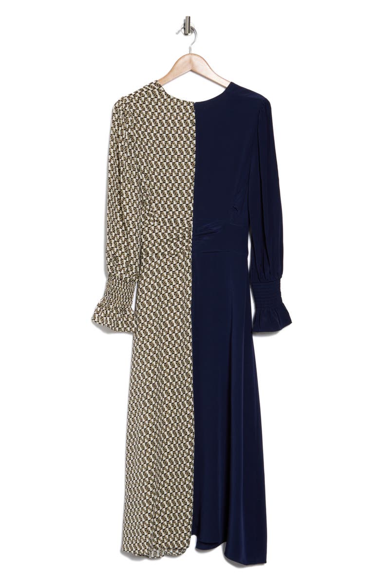 DVF Michelle Long Sleeve Colorblock Dress, Alternate, color, 