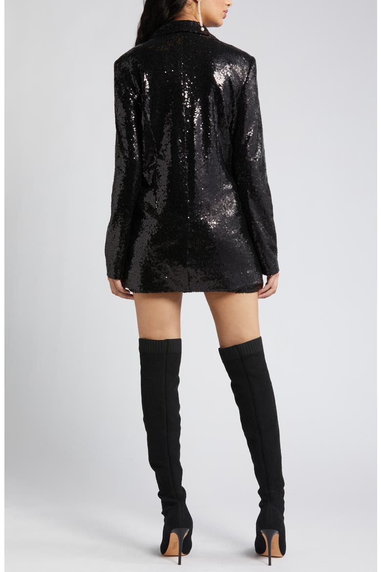 Single Breasted Sequin Blazer, Alternate, color, BLACK