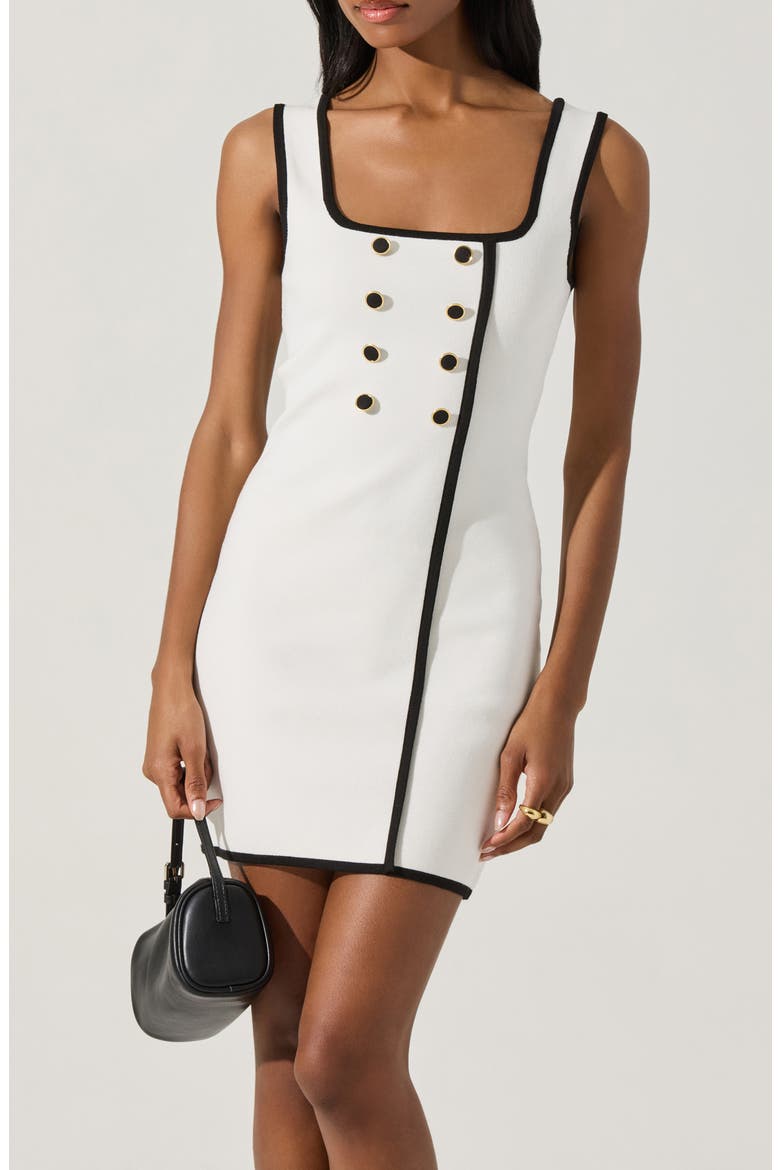 Contrast Button Sweater Dress, Alternate, color, WHITE