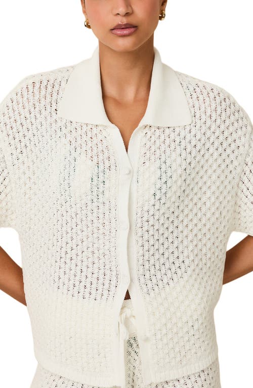 Solid & Striped The Hannah Open Stitch Cotton Button-up Polo Sweater