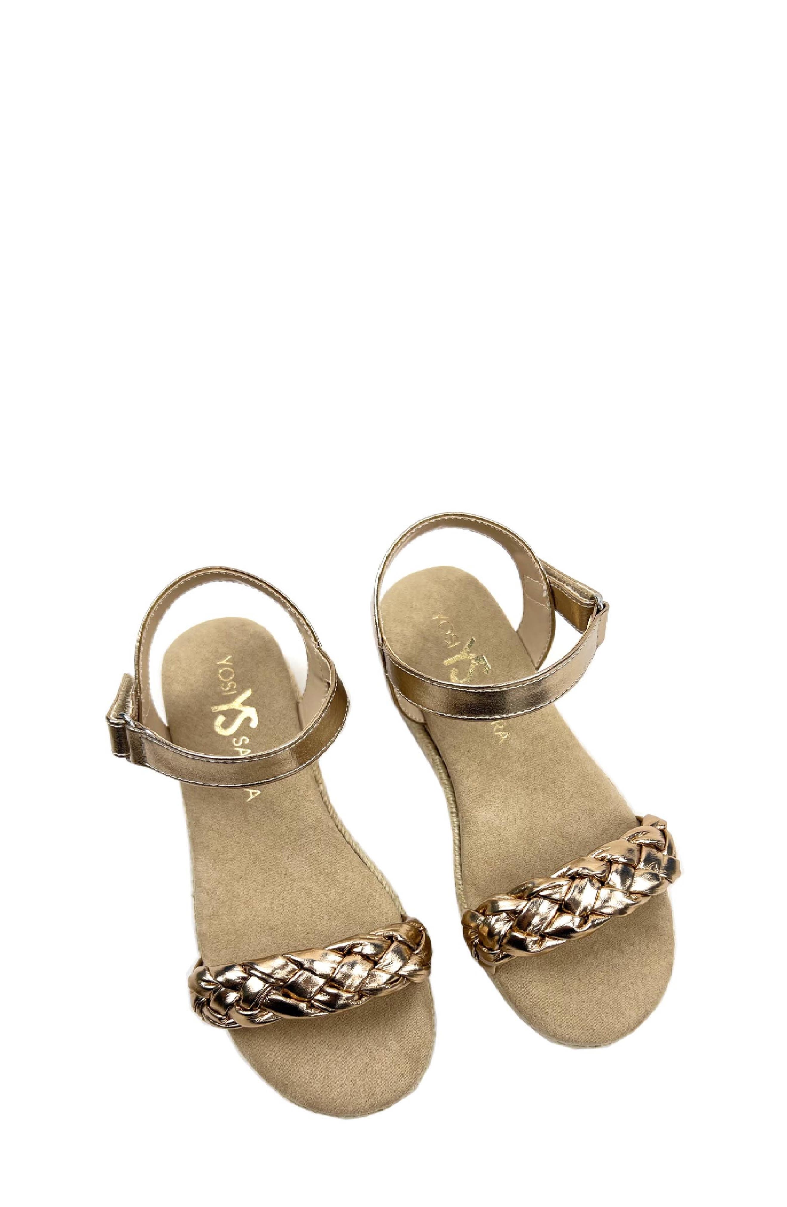 Yosi Samra Kids' Miss April Ankle Strap Espadrille Platform Wedge Sandal, Alternate, color, Light Bronze