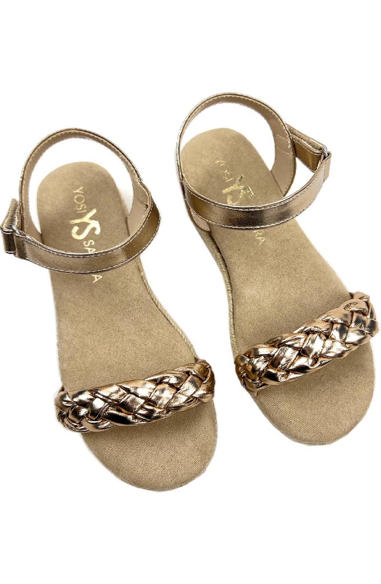 Yosi Samra Kids' Miss April Ankle Strap Espadrille Platform Wedge Sandal, Alternate, color, Light Bronze