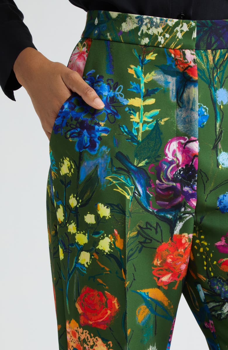 Lela Rose Floral Print Slim Ankle Pants, Alternate, color, 