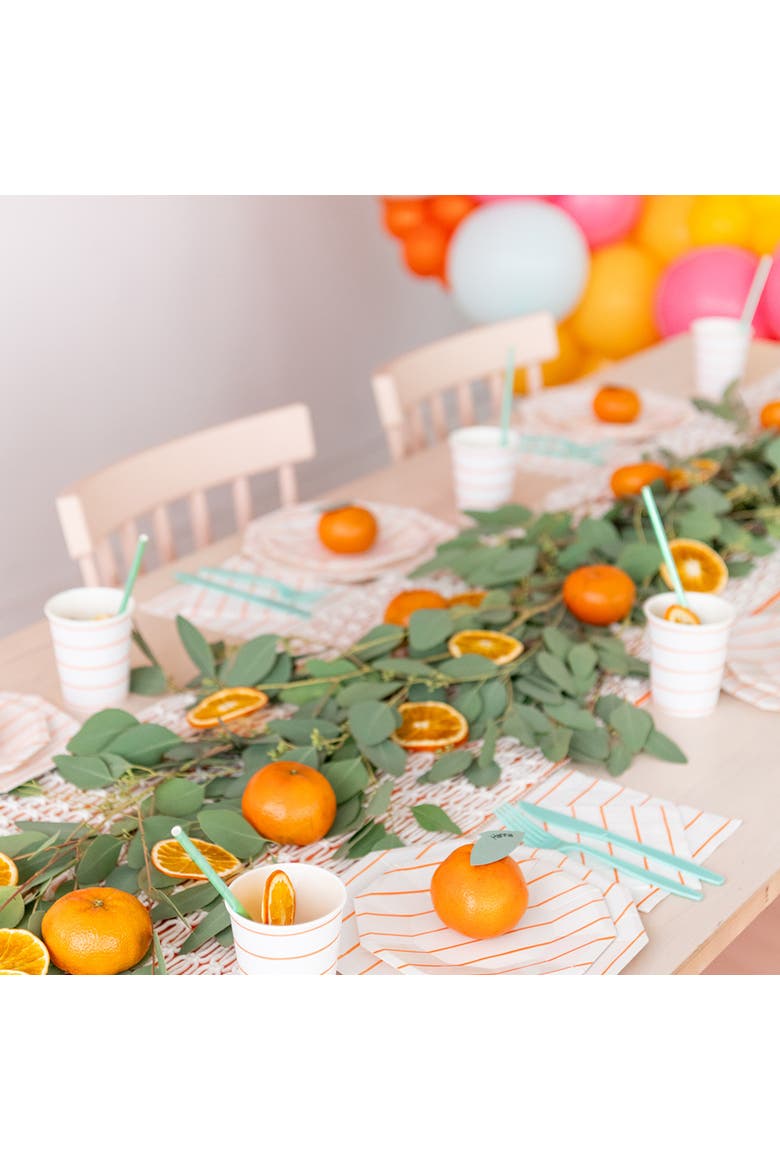 Frenchie Striped Small Plates, Alternate, color, Clementine