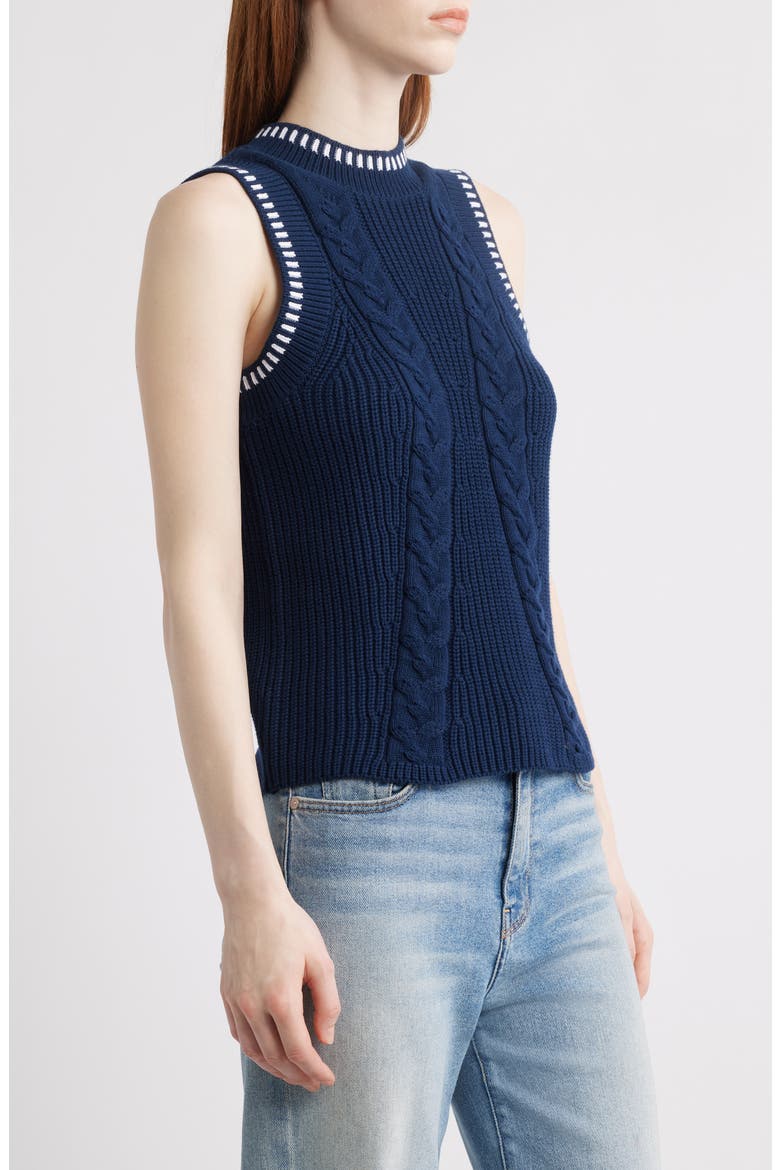 Zoey Cable Stitch Sweater Vest, Alternate, color, DARK BLUE MULTI
