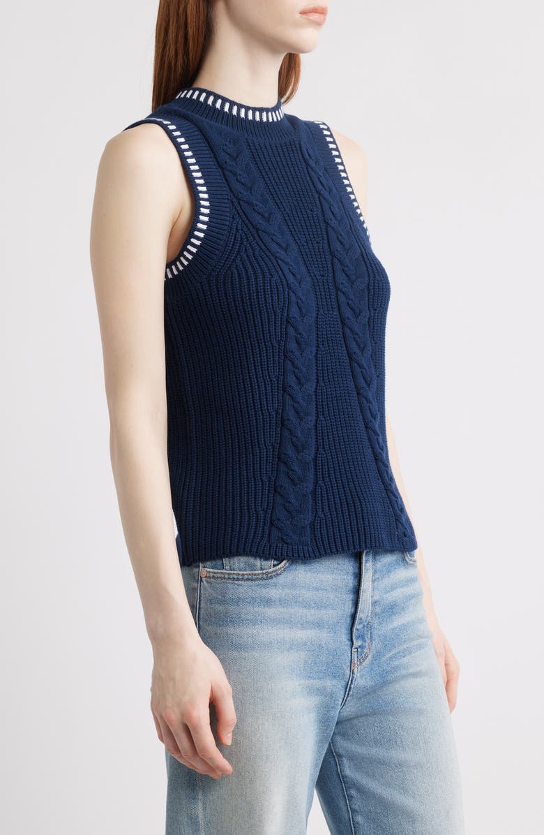 525 america Zoey Cable Stitch Sweater Vest, Alternate, color, Dark Blue Multi