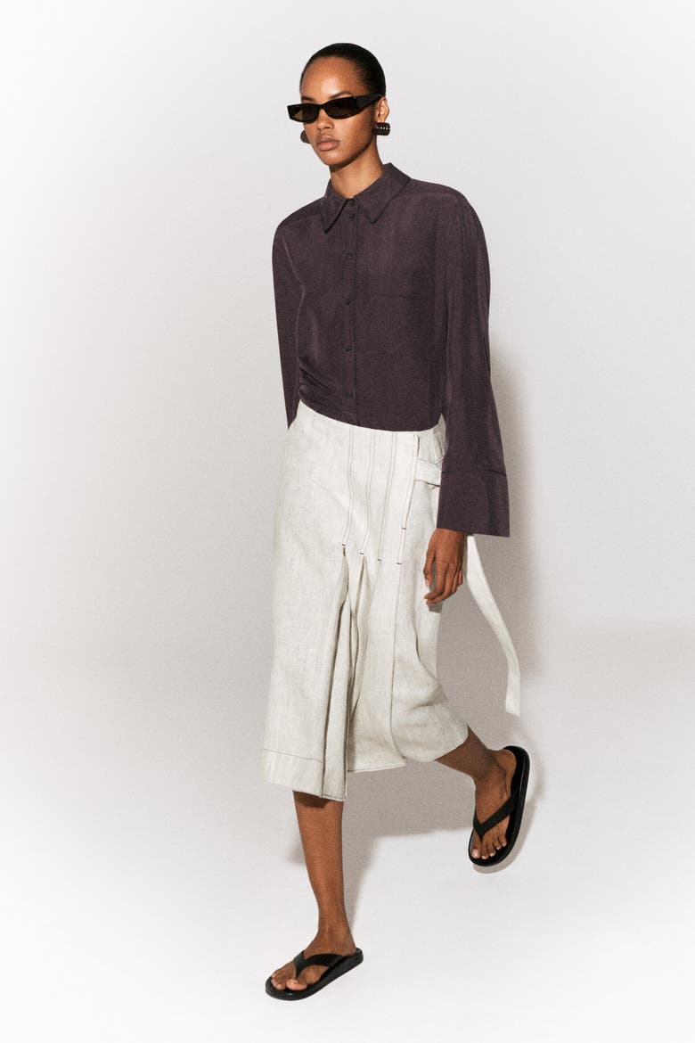 Silk Shirt, Alternate, color, BROWN