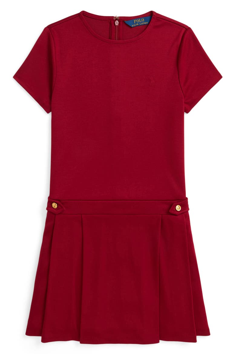 Kids' Pleat Ponte Dress, Main, color, RED