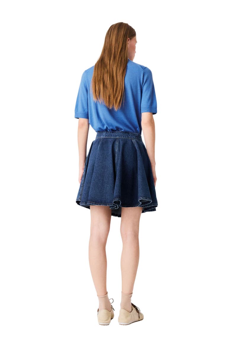 Short flared denim skirt, Alternate, color, Blue
