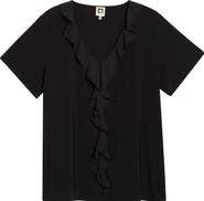 AK ANNE KLEIN Cascade Ruffle Front Top