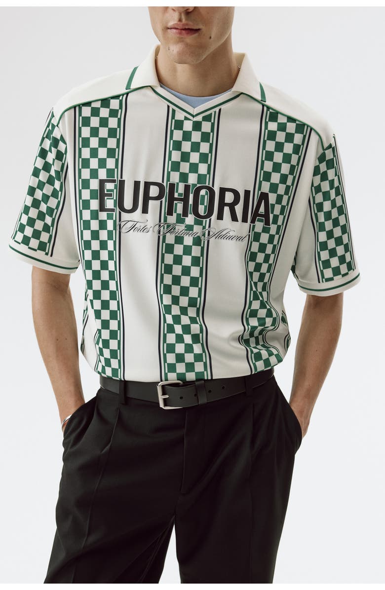 H&M Loose Fit Football Shirt, Alternate, color, White/Euphoria